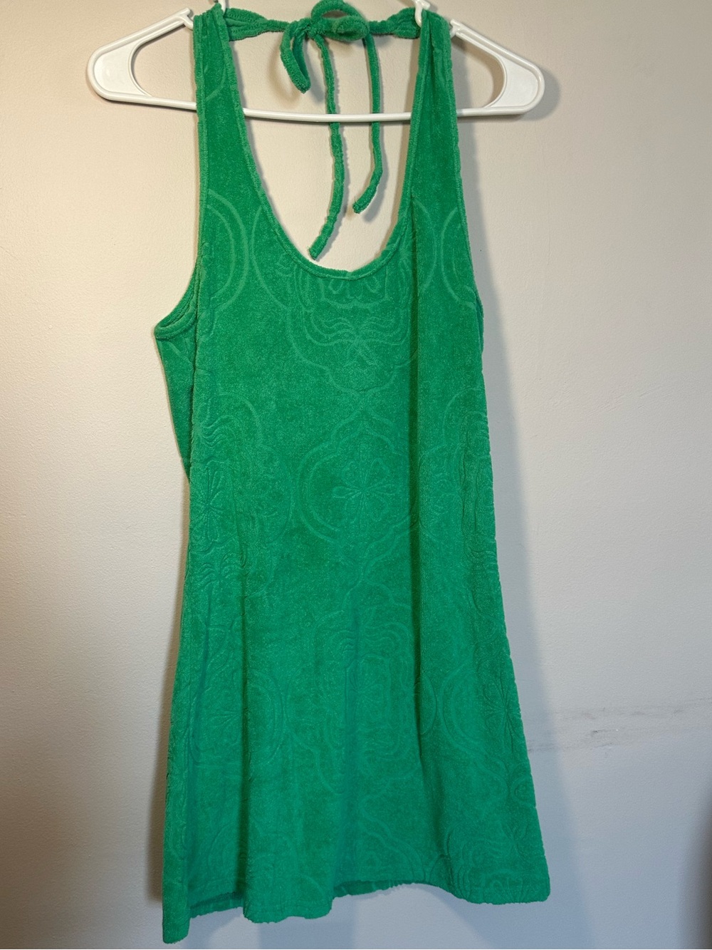 O'Neill Bright Green Halter Terry Cloth Dress/Swim Coverup